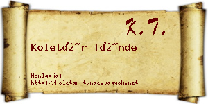 Koletár Tünde névjegykártya